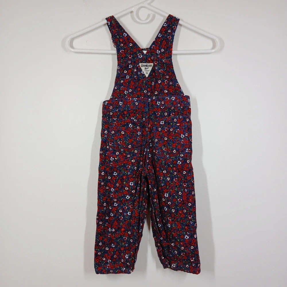 OshKosh B'gosh Overalls Baby 24 Months Multicolor Floral Cotton Vintage